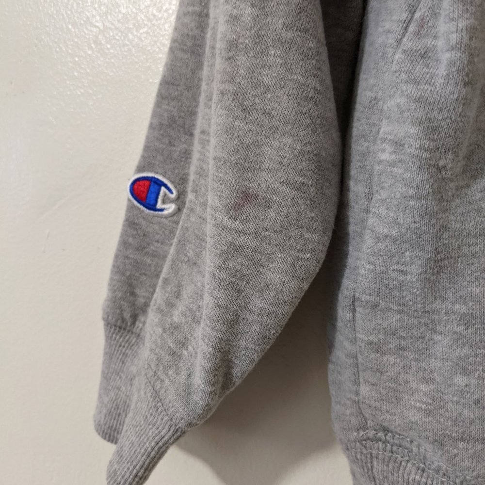 Champion Logo Grey Hoodie Jacket Kids 5 - Picture 5 of 8